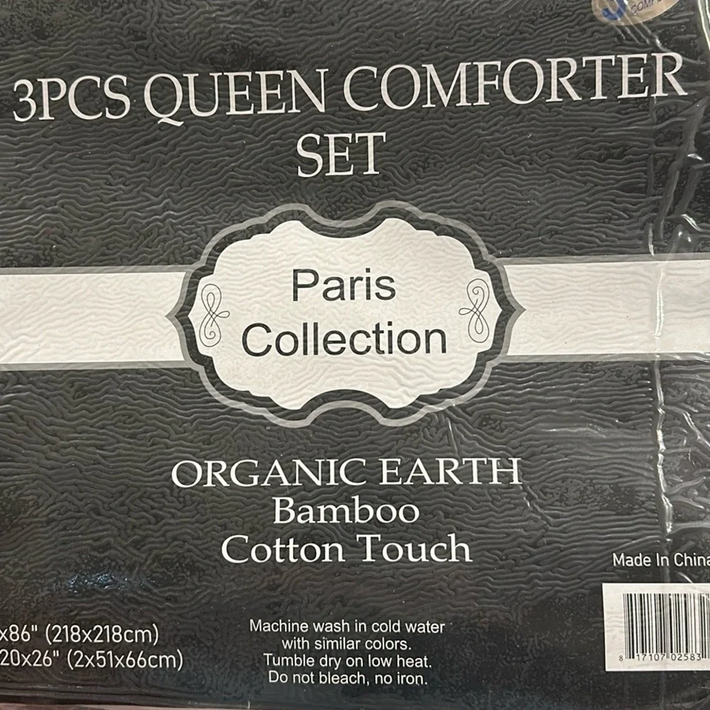 3 pc Queen Comforter set Yellow Floral Print Organic Earth Bambo Cotton Touch
